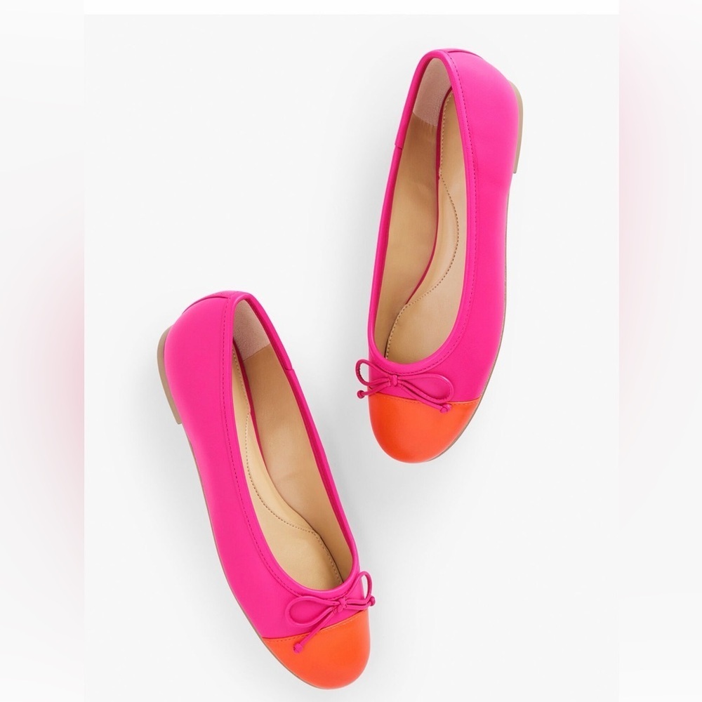 Talbots Pink and Orange Leather Ballet Flats
